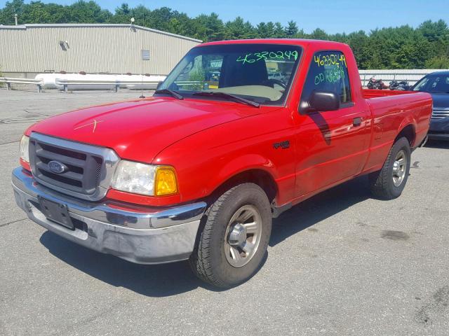 1FTYR10U24TA08073 - 2004 FORD RANGER RED photo 2