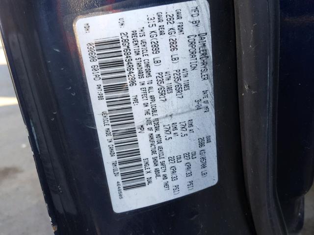 2C8GM68494R642806 - 2004 CHRYSLER PACIFICA BLUE photo 10