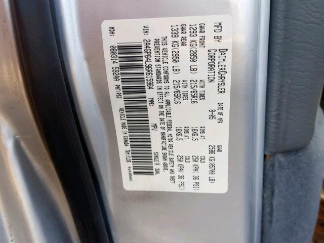 2A4GP64L96R615964 - 2006 CHRYSLER TOWN & COU SILVER photo 10