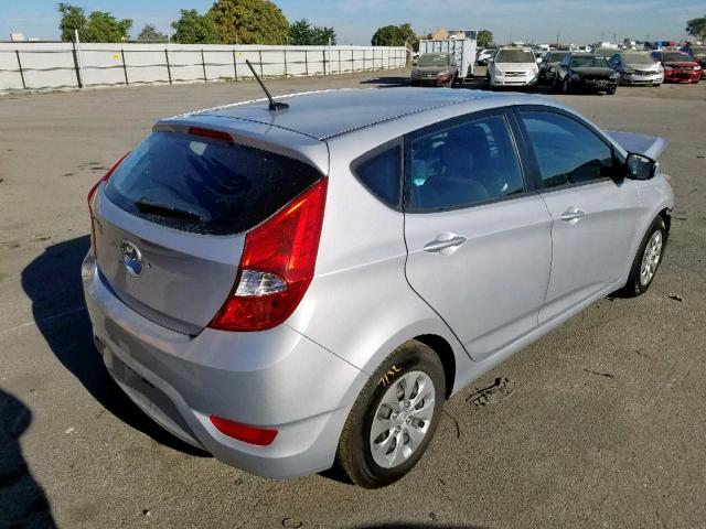 KMHCT5AE2GU255100 - 2016 HYUNDAI ACCENT SE SILVER photo 4