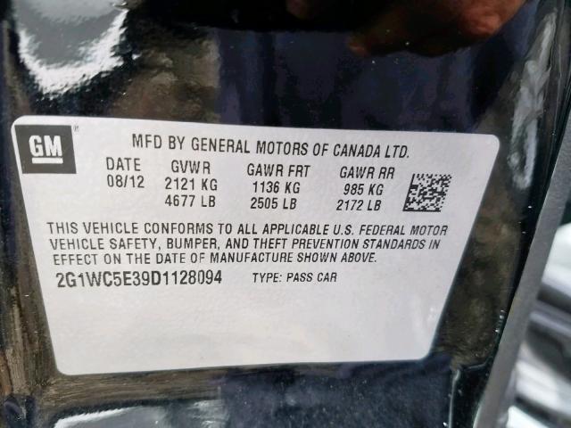 2G1WC5E39D1128094 - 2013 CHEVROLET IMPALA LTZ BLACK photo 10