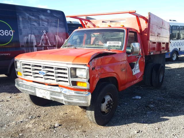 1FDKF37H4GPB92072 - 1986 FORD F350 RED photo 2