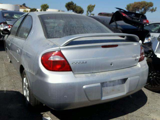 1B3ES56C54D646939 - 2004 DODGE NEON SXT SILVER photo 3