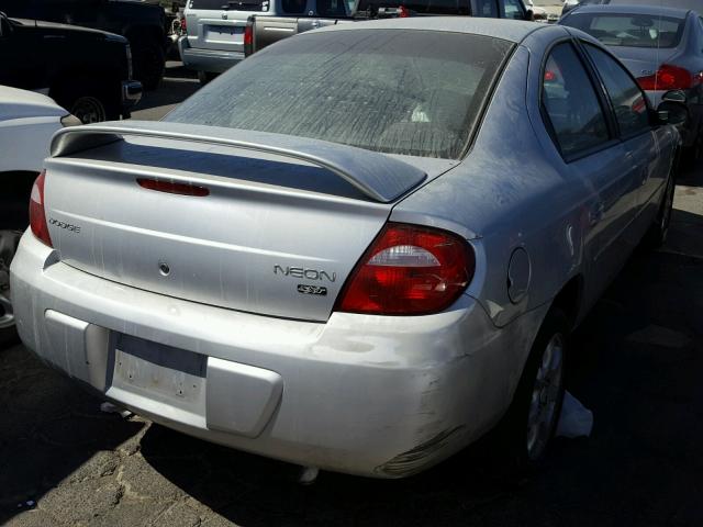 1B3ES56C54D646939 - 2004 DODGE NEON SXT SILVER photo 4