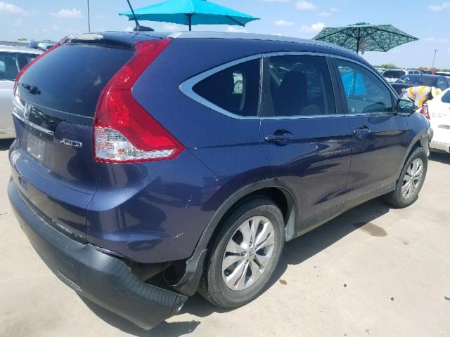 5J6RM4H72CL072173 - 2012 HONDA CR-V EXL BLUE photo 4