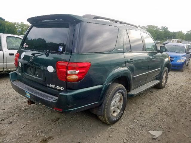 5TDBT48A52S133390 - 2002 TOYOTA SEQUOIA LI GREEN photo 4