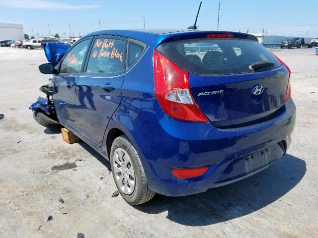 KMHCT5AE7HU301134 - 2017 HYUNDAI ACCENT SE BLUE photo 3