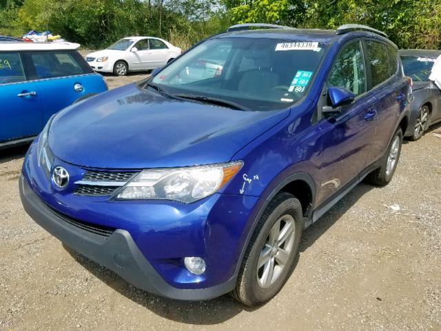 2T3WFREV9EW104085 - 2014 TOYOTA RAV4 XLE BLUE photo 2