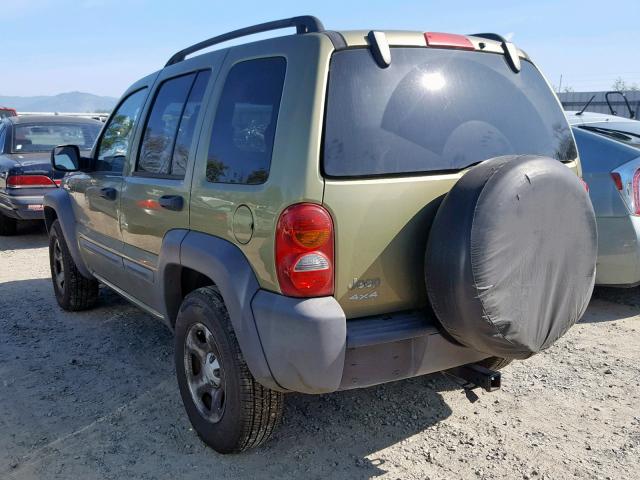 1J8GL48KX3W574246 - 2003 JEEP LIBERTY SP GREEN photo 3