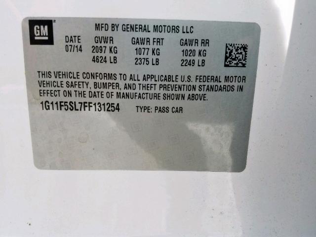 1G11F5SL7FF131254 - 2015 CHEVROLET MALIBU LTZ თეთრი ფოტო 10