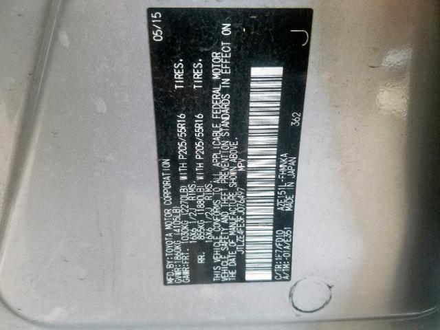 JTLZE4FE3FJ076497 - 2015 TOYOTA SCION XB 银色 照片 10
