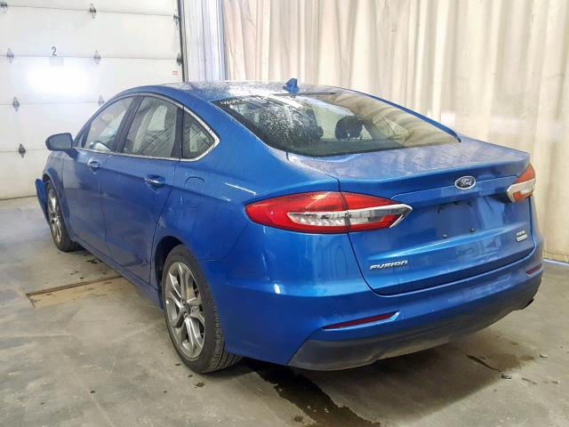 3FA6P0CD0KR116988 - 2019 FORD FUSION SEL BLUE photo 3