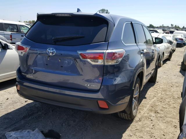 5TDBKRFH1FS077115 - 2015 TOYOTA HIGHLANDER BLUE photo 4