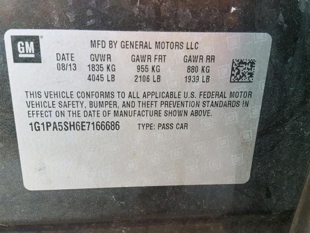 1G1PA5SH6E7166686 - 2014 CHEVROLET CRUZE LS GRAY photo 10