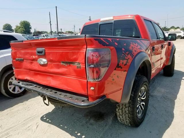 1FTFW1R62BFB59852 - 2011 FORD F150 SVT R RED photo 4
