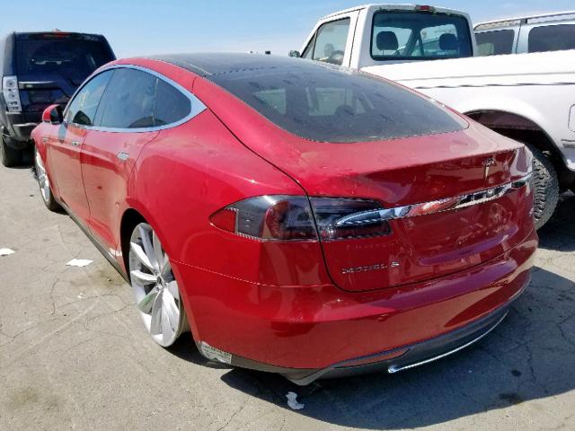 5YJSA1DP7DFP16663 - 2013 TESLA MODEL S RED photo 3