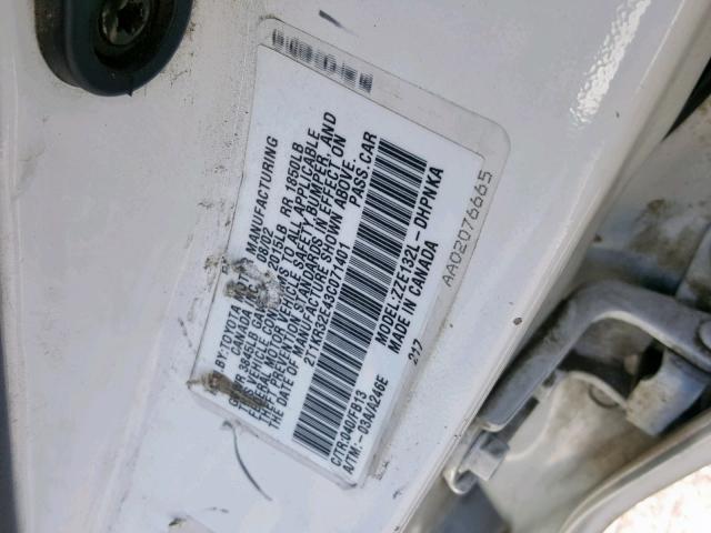 2T1KR32E43C071401 - 2003 TOYOTA COROLLA MA WHITE photo 10