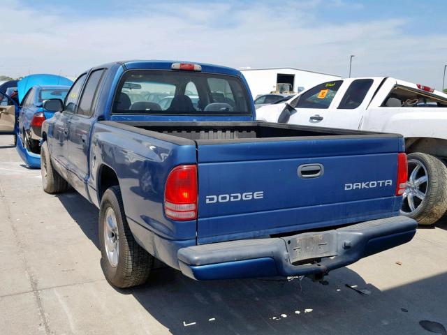 1D7HL38K44S567992 - 2004 DODGE DAKOTA QUA BLUE photo 3