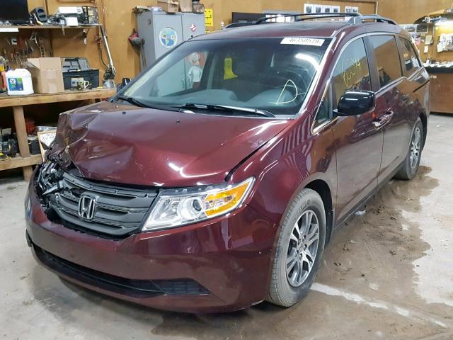 5FNRL5H6XDB016329 - 2013 HONDA ODYSSEY EX BURGUNDY photo 2