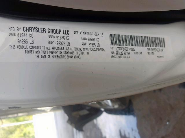 1C3CDFBA7DD149325 - 2013 DODGE DART SXT WHITE photo 10