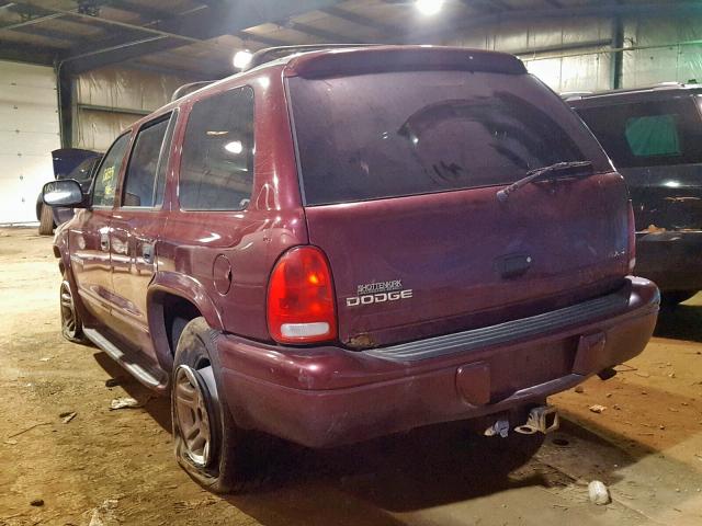 1B4HS28ZX1F646265 - 2001 DODGE DURANGO RED photo 3