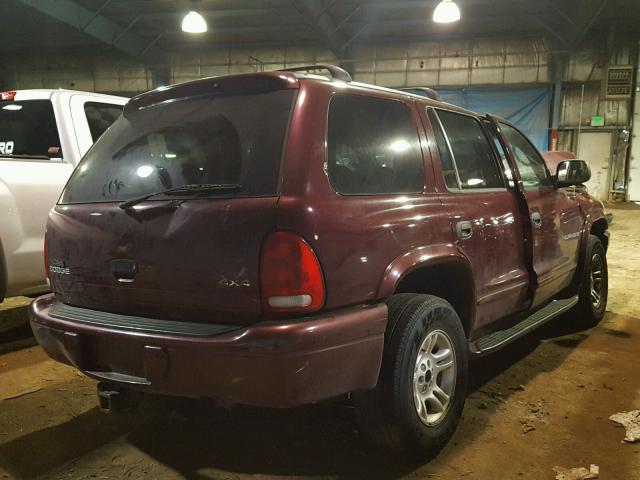 1B4HS28ZX1F646265 - 2001 DODGE DURANGO RED photo 4