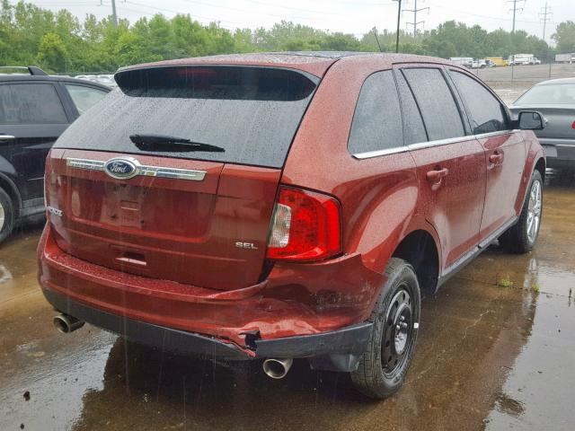 2FMDK3JC0EBB24793 - 2014 FORD EDGE SEL MAROON photo 4