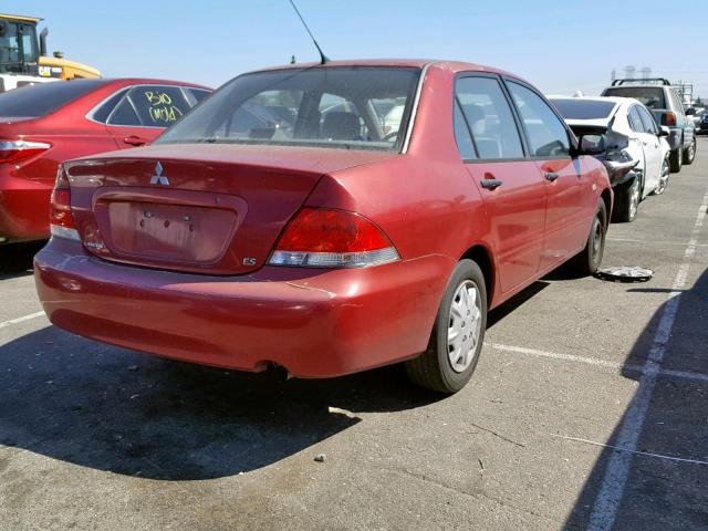 JA3AJ26E94U060503 - 2004 MITSUBISHI LANCER ES RED photo 4