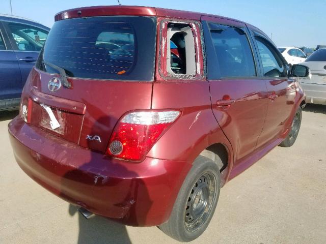 JTKKT624660162932 - 2006 TOYOTA SCION XA RED photo 4