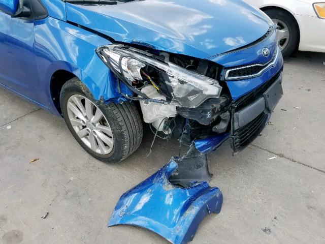 KNAFX6A83E5176190 - 2014 KIA FORTE EX BLUE photo 9