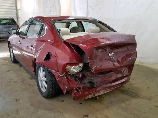 2G4WC562551210592 - 2005 BUICK LACROSSE C MAROON photo 3