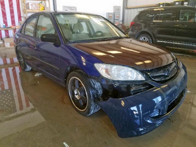 2HGES16335H512122 - 2005 HONDA CIVIC DX V BLUE photo 1