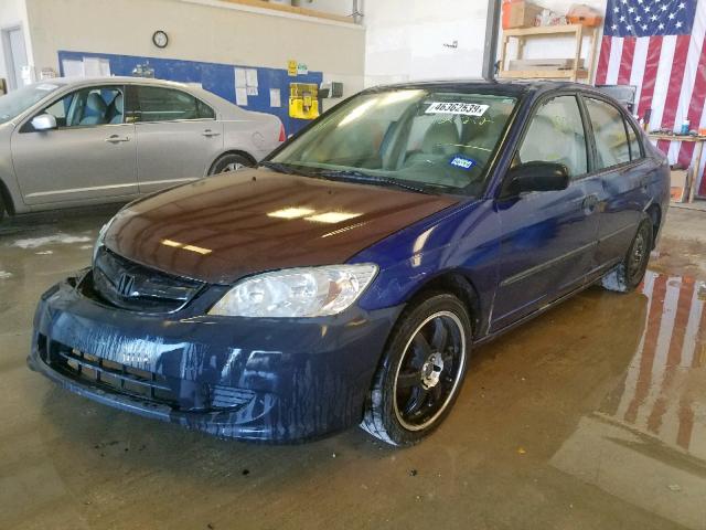 2HGES16335H512122 - 2005 HONDA CIVIC DX V BLUE photo 2