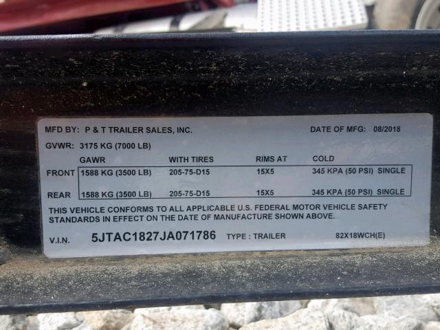 5JTAC1827JA071786 - 2018 UTILITY TRAILER Qara foto 10