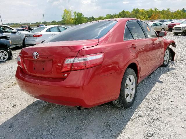 4T1BE46K78U261197 - 2008 TOYOTA CAMRY CE RED photo 4
