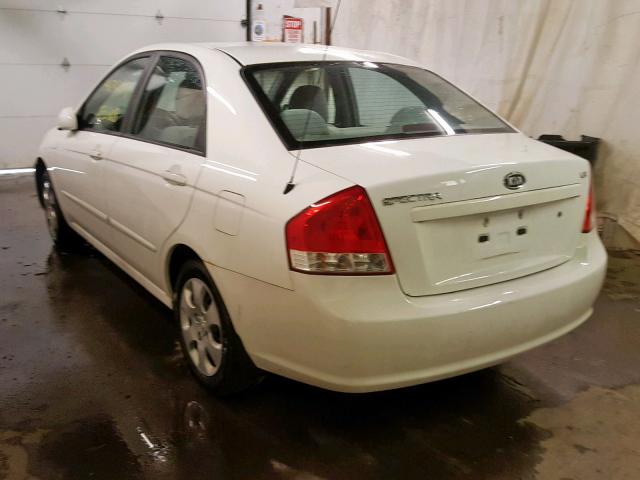 KNAFE222495640778 - 2009 KIA SPECTRA EX WHITE photo 3