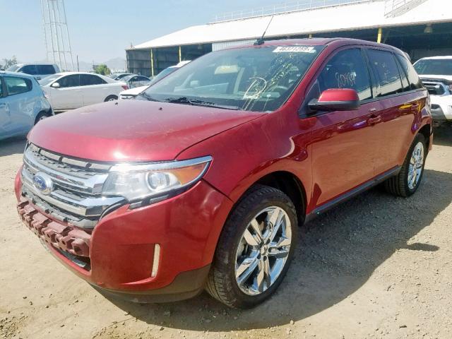 2FMDK4JC4EBB76353 - 2014 FORD EDGE SEL RED photo 2