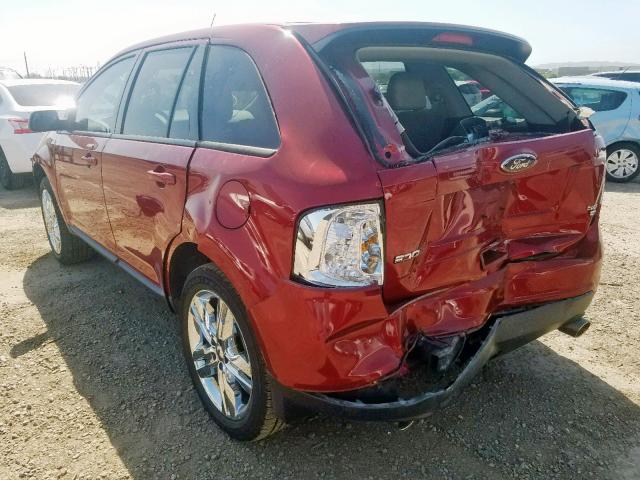 2FMDK4JC4EBB76353 - 2014 FORD EDGE SEL RED photo 3