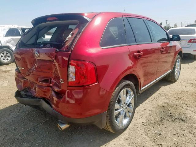 2FMDK4JC4EBB76353 - 2014 FORD EDGE SEL RED photo 4