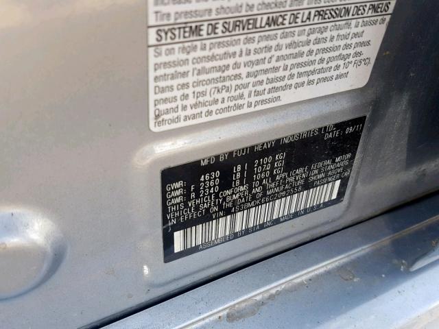 4S3BMDK66C2002558 - 2012 SUBARU LEGACY 3.6 SILVER photo 10