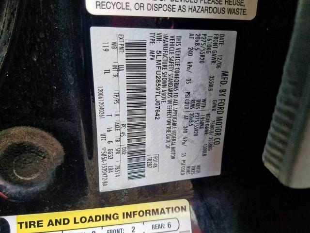 5LMFU28597LJ07642 - 2007 LINCOLN NAVIGATOR BLACK photo 10