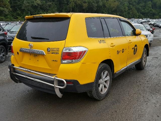 5TDBK3EH9CS173794 - 2012 TOYOTA HIGHLANDER YELLOW photo 4