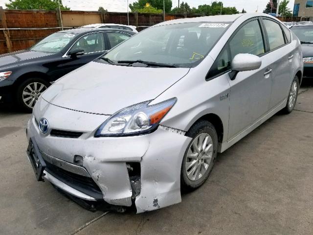 JTDKN3DPXE3059341 - 2014 TOYOTA PRIUS PLUG SILVER photo 2