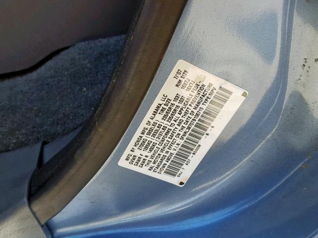 5FNRL38707B106719 - 2007 HONDA ODYSSEY EX BLUE photo 10