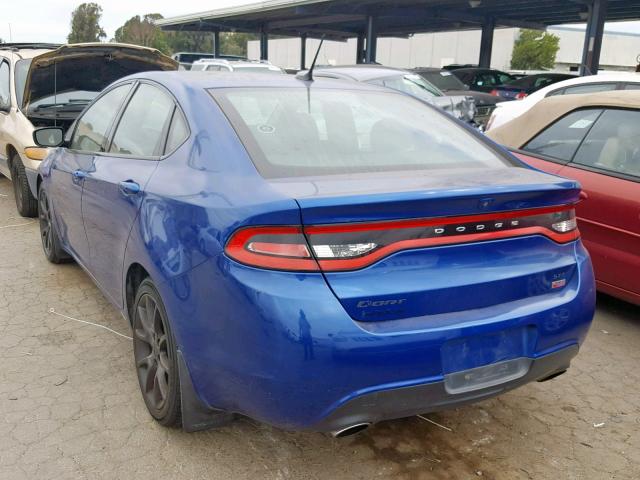 1C3CDFBH2DD175988 - 2013 DODGE DART SXT BLUE photo 3