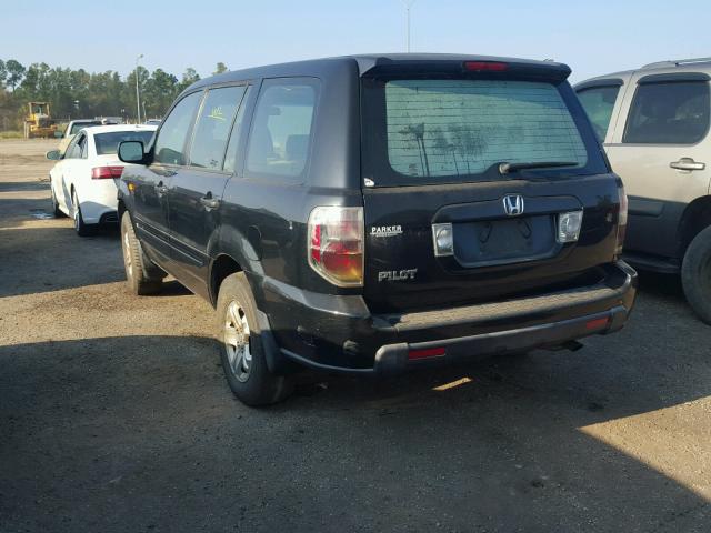 5FNYF28147B026462 - 2007 HONDA PILOT LX BLACK photo 3