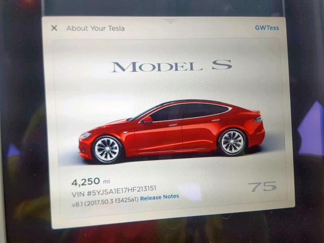 5YJSA1E17HF213151 - 2017 TESLA MODEL S RED photo 8