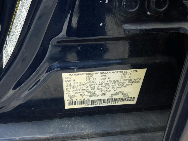 1N4BA41EX7C832614 - 2007 NISSAN MAXIMA SE BLUE photo 10