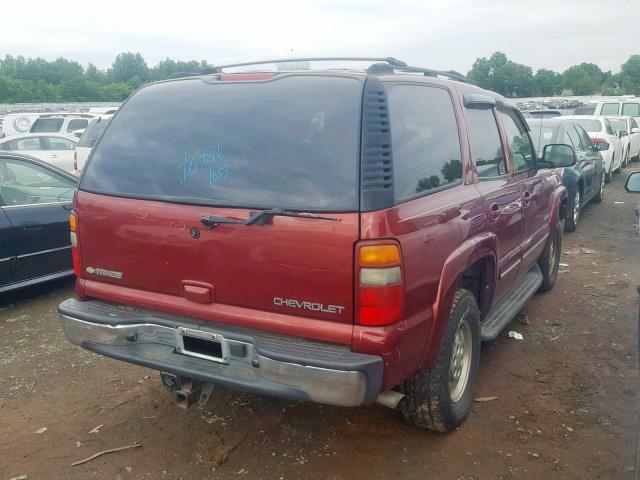 1GNEK13Z63J187301 - 2003 CHEVROLET TAHOE K150 BURGUNDY photo 4