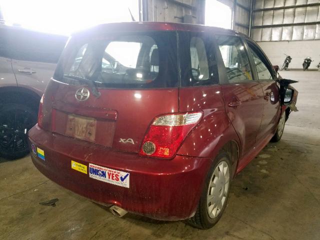 JTKKT624765017689 - 2006 TOYOTA SCION XA RED photo 4